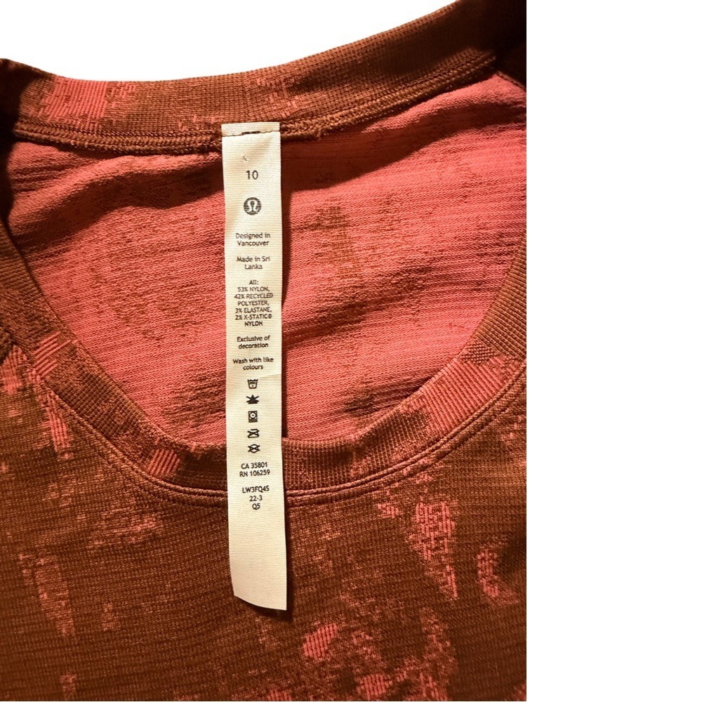 Lululemon Athletica‎ Brown and Pink Long Sleeve Top-size 10 NWT - Picture 7 of 8